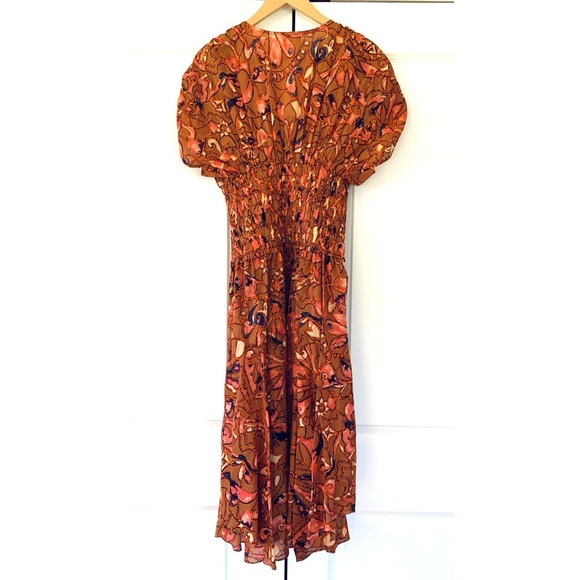 ALC Lucia Smocked Midi Dress Block Print Cotton Sundress Fit & Flare NEW Size 0 - Picture 3 of 9